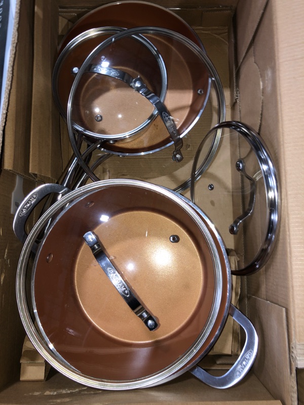 Photo 2 of (READ FULL POST) Gotham Steel Pots and Pans Set, 10 Piece, Hammered Copper 