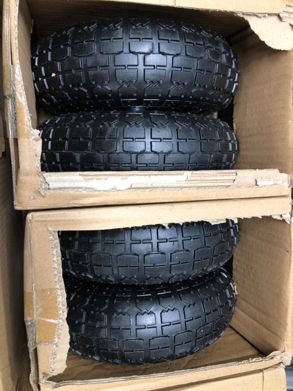 Photo 2 of 10" Heavy Duty 4.10/3.50-4 Tire - Dolly Wheels and Hand Truck Wheels Replacement - 4.10 3.50-4 Tire and Wheel for Gorilla Cart, Generator, Lawn Mower, Garden Wagon. 5/8" Axle Borehole (2 Pack) Ram-Pro 2 PACK 10 Inch