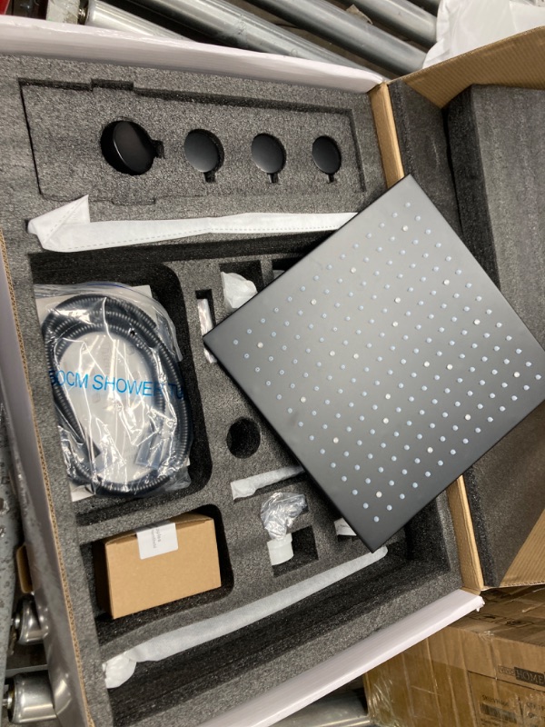 Photo 1 of Shower Jets Body Sprays System In Wall, 12Inch Ceiling Mounted Led Rain Shower Head System with Body Jets, All Function Run Simultaneously 12" LED Shower Head System Can Run Together Black