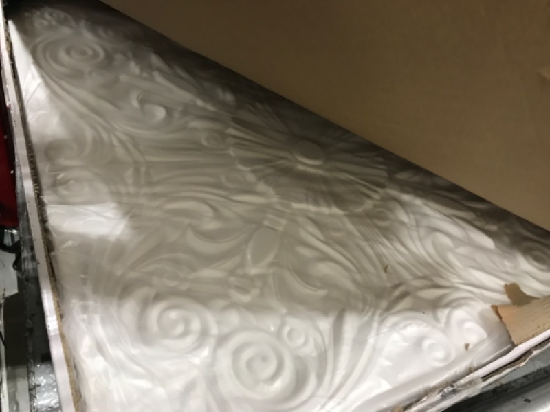 Photo 2 of Art3d Decorative Ceiling Tile 2x2 Glue up, Lay in Ceiling Tile 24x24 Pack of 12pcs Spanish Floral in Matt White 12 White