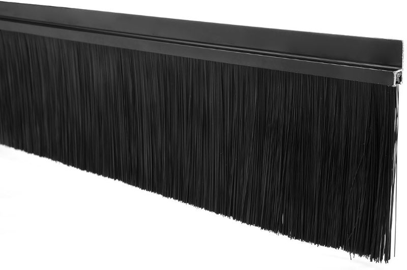 Photo 1 of uxcell Door Bottom Sweep H-Shape Aluminum Alloy Base with 3.6-inch Black Nylon Brush 39-inch x 4.4-inch