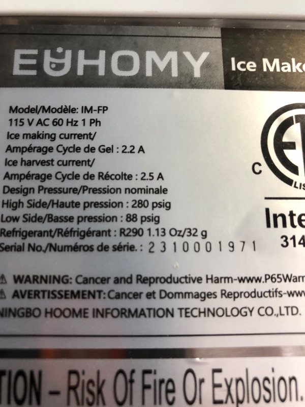 Photo 5 of (fan does not work)(sold for parts)Euhomy Ice Maker Machine Countertop, 2 Ways to Add Water,45Lbs/Day 24 Pcs Ready in 13 Mins