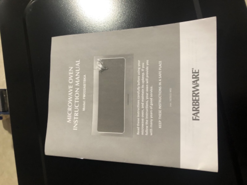 Photo 5 of ***USED - POWERS ON - UNABLE TO TEST FURTHER***
Farberware Countertop Microwave Oven 2.2 Cu. Ft. 1100 Watt, with Smart Sensor Cooking, ECO Mode and LED Lighting, Child Lock, Easy Clean Black Interior, Stainless Steel 2.2 Cu. Ft Stainless Sensor