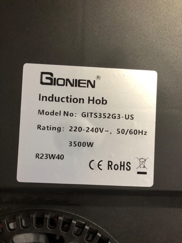 Photo 5 of ***USED - LIKELY MISSING PARTS - UNABLE TO VERIFY FUNCTIONALITY***
Induction Cooktop 2 Burners Electric Cooktop 12'' Built in Double Electric Stove Top Countertop Cooker with Hard Wire, 220V~240V 3500W, GITS352G3 12 inch