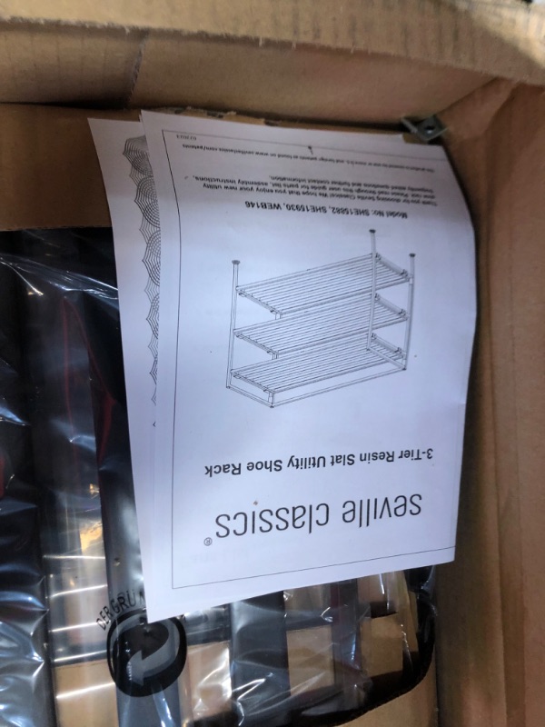 Photo 3 of ***USED - LIKELY MISSING PARTS - UNABLE TO VERIFY FUNCTIONALITY***
Seville Classics Sturdy Freestanding Storage Shelf for Bedroom, Closet, Entryway, Dorm Room Organizer, Stackable Durable Metal Shoe Rack, Espresso Slat, 3-Tier (2-Pack) Espresso Slat 3-Tie