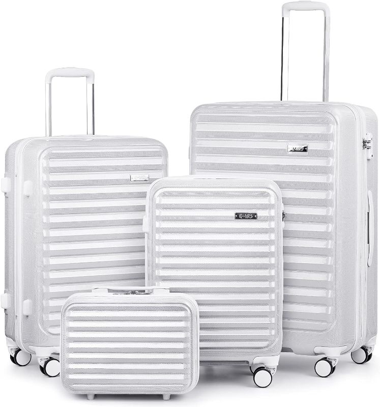 Photo 1 of **MINOR SCUFFING// MISSING KEY/// CODE IS 000**
Coolife Luggage Suitcase 4 Piece Set expandable (only 28”) ABS+PC Spinner suitcase with TSA Lock carry on 20in 24in 28in