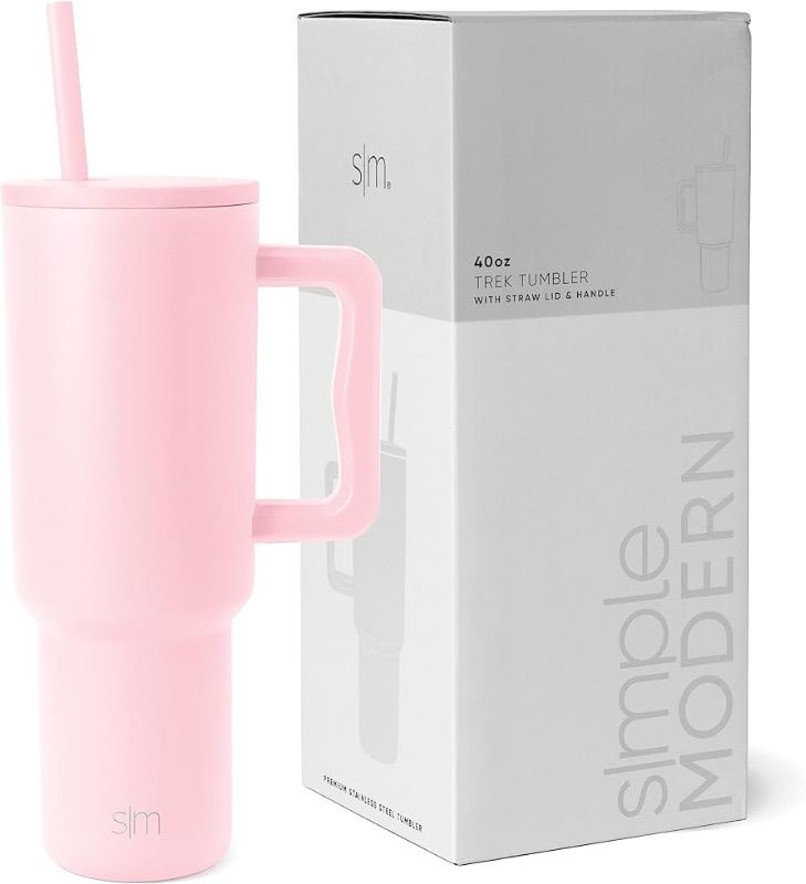 Photo 1 of 40 oz Tumbler with Handle & Straw (Blush)