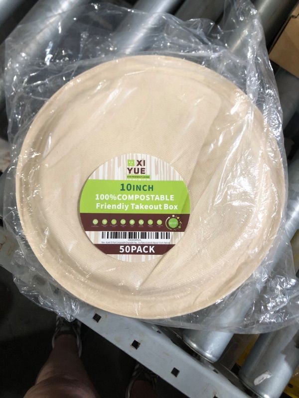 Photo 2 of 10 inch 100% Compostable Friendly Take-Out Plates (50 qty)