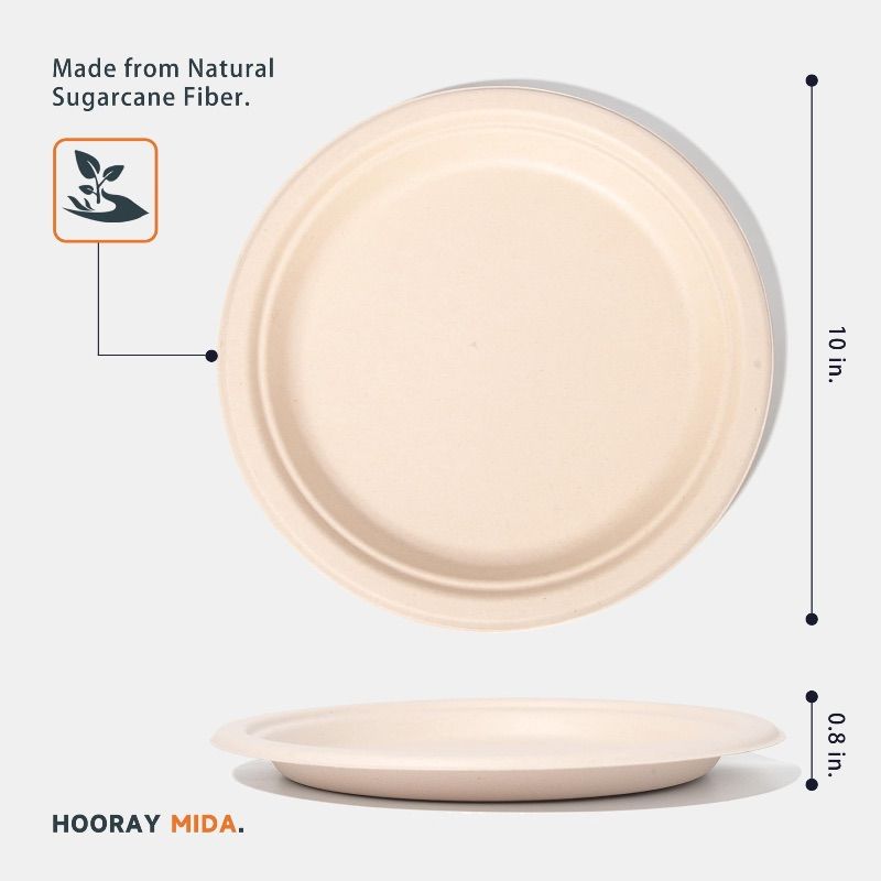 Photo 1 of 10 inch 100% Compostable Friendly Take-Out Plates (50 qty)