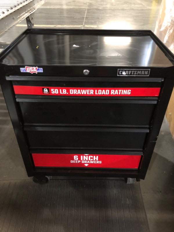 Photo 3 of **MISSING ITEM/SEE COMMENTS** CRAFTSMAN 1000 Series 26.5-in W x 32.5-in H 4-Drawer Steel Rolling Tool Cabinet (Black)