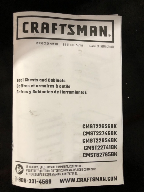 Photo 2 of **MISSING ITEM/SEE COMMENTS** CRAFTSMAN 1000 Series 26.5-in W x 32.5-in H 4-Drawer Steel Rolling Tool Cabinet (Black)