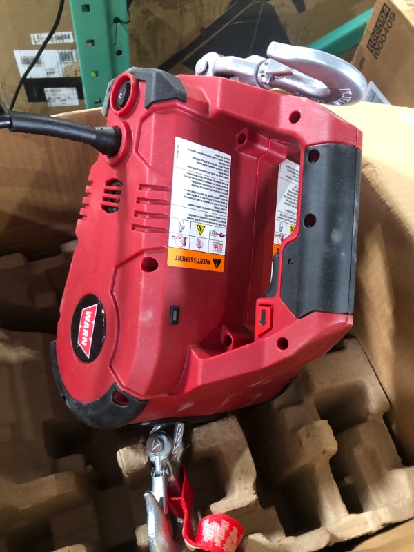 Photo 3 of (PARTS ONLY/ NO REFUNDS) WARN 885000 PullzAll Corded 120V AC Portable Electric Winch with Steel Cable: 1/2 Ton (1,000 Lb) Pulling Capacity , Red