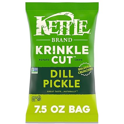 Photo 1 of **4 PACK**Kettle Brand Potato Chips Krinkle Cut Dill Pickle, 7.5 Oz