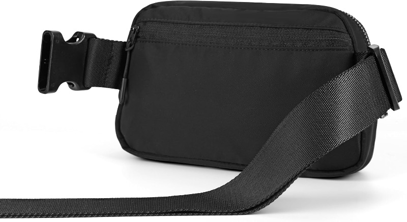 Photo 1 of **TWO PACK**Mini Fanny Pack Black Belt Bag for Women and Men, Fashionable Waterproof Waist Pack with Adjustable Strap for Traveling, Hiking, Jogging, Cycling