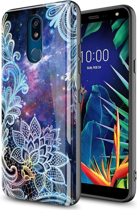 Photo 1 of Phone case for LG K40 / LG Solo LTE/LG K12 Plus/LG X4 2019 5.7"/LG Harmony 3/LG Xpression Plus 2 Cute Scratch Resistant TPU Shockproof Anti-Drop Protective Cover Space Galaxy Flower