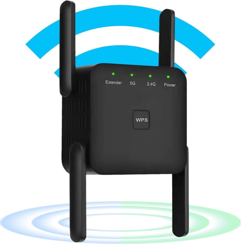 Photo 1 of WiFi Range Extender Signal Booster for Home - 1200Mbps Wall-Through Strong Extender, 2.4 & 5G Wireless Internet Repeater with Ethernet Port, Up to 3000 Sq.ft Full Coverage, Black