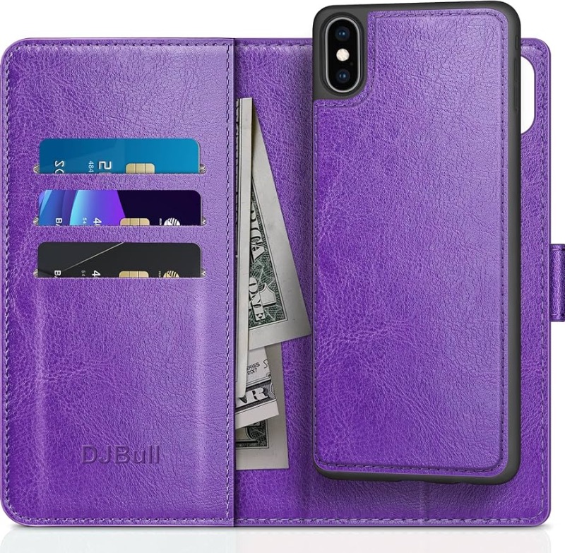 Photo 1 of iPhone X/XS 2-in-1 Detachable Wallet case with Credit Card Holder?RFID Blocking?,Flip Folio Book PU Leather Protective Cover Women Men for Apple X/Xs Phone case Purple