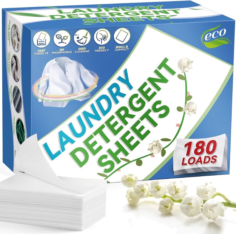 Photo 1 of **TWO PACK**Laundry Detergent Sheets 180 Loads, Eco-Friendly Laundry Sheets, Hypoallergenic Compact Laundry Detergent, Stain Fighting Laundry Soap Sheets for HE Machine & Hand Wash Home Dorm Travel Fresh Scent