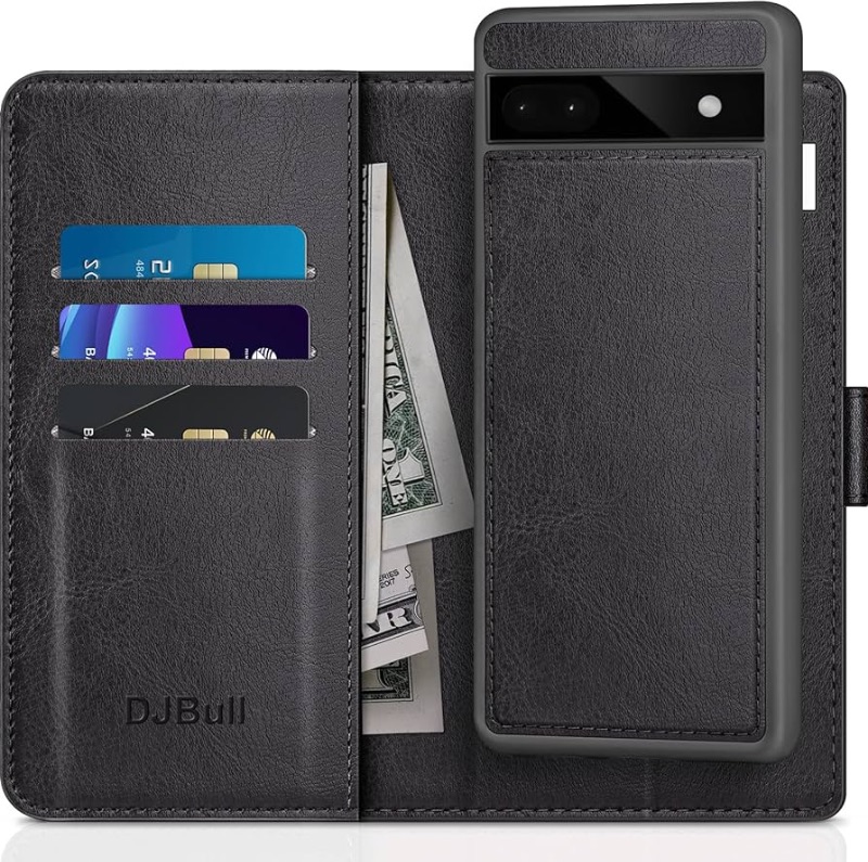 Photo 1 of Google Pixel 6A 2-in-1 Detachable Wallet case with Credit Card Holder?RFID Blocking?,Flip Folio Book PU Leather Protective Cover Women Men for Pixel 6A Phone case Black