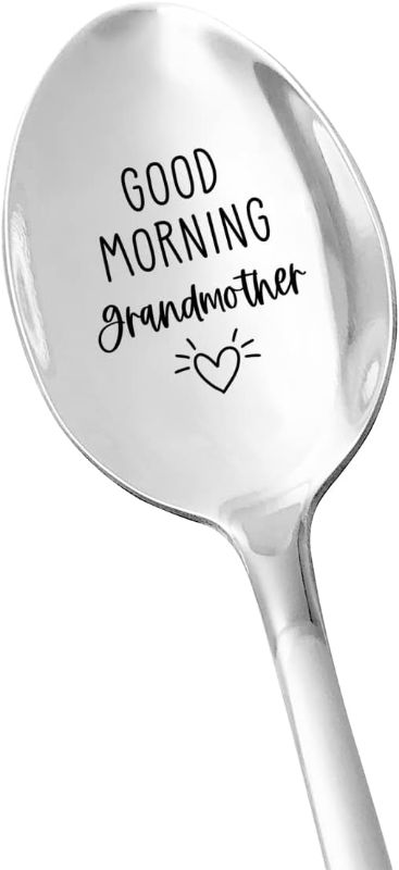 Photo 1 of **bundle of 2***Best Grandmother Gifts - Good Morning Grandmother - Tea Coffee Lover Stainless Steel Engraved Spoon Funny Gift for Grandma Birthday Mother's Day Christmas