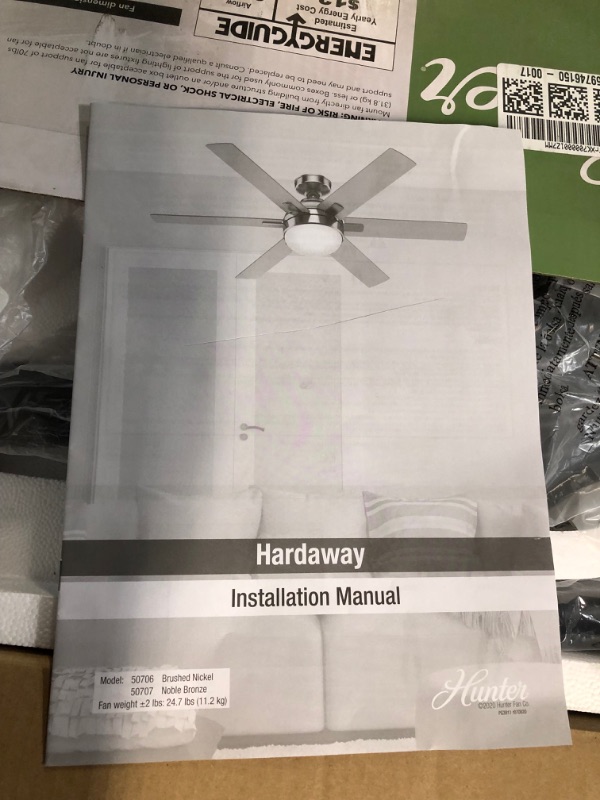 Photo 2 of (read full post) Hunter Fan Company Hardaway 52 Inch 6 Blade 3 Speed Indoor Ceiling Fan with LED Light 
used item * missing glass globe * sold for parts * repair *