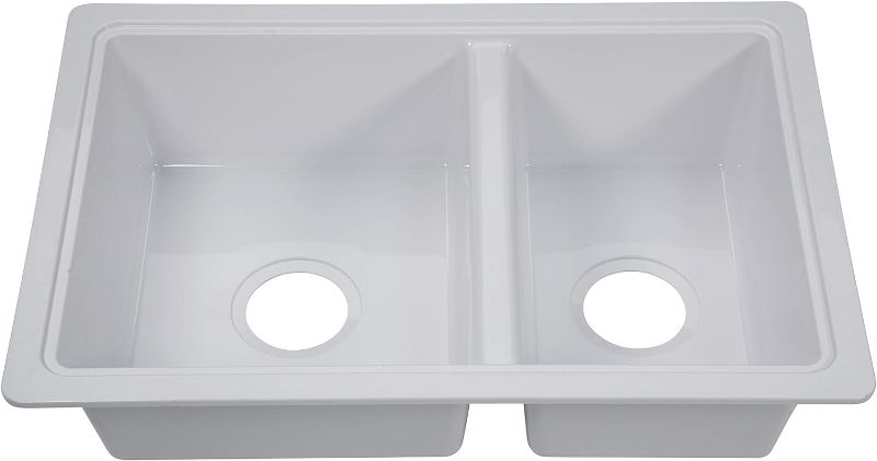 Photo 1 of (set of 2) Double Kitchen Galley Sink - 25" x 17" x 6.6" - White — Durable, Space-Saving Sink for RVs and Manufactured Homes - Scratch-Resistant ABS Acrylic - Lightweight and Easy to Install