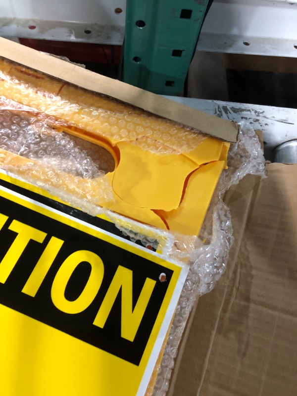 Photo 3 of (minor damage)
SmartSign 25 x 12 inch “Caution - Attendant Cleaning Restroom” Two-Sided Folding Floor Sign with Falling Symbol, Portable and Lightweight A-Frame, Easy Grip Handle, Plastic, Black and Yellow