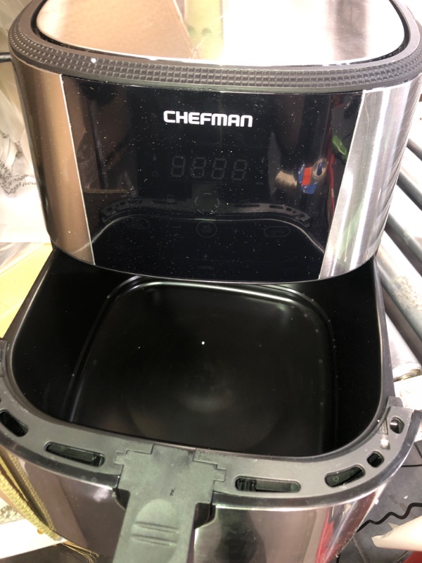 Photo 4 of (MINOR DAMAGE SEE NOTES) (NO RETURNS)
Chefman TurboFry® Touch Air Fryer, XL 8-Qt Family Size, One-Touch Digital Control Presets, French Fries, Chicken, Meat, Fish, Nonstick Dishwasher-Safe Parts, Automatic Shutoff, Stainless Steel 8 QT Air Fryer