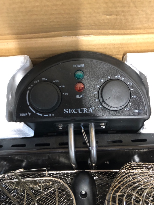 Photo 1 of ***PARTS ONLY NON REFUNDABLE***
Secura 1700-Watt Stainless-Steel Triple Basket Electric Deep Fryer with Timer Free Extra Odor Filter, 4L/17-Cup