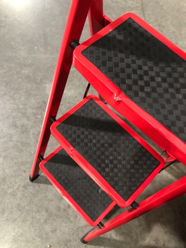 Photo 6 of ***NONREFUNDABLE - MAJOR DAMAGE - UNSAFE - FOR PARTS ONLY - SEE COMMENTS***
3 Step Ladder,Portable Folding Step Stool with Convenient Handgrip and Anti-Slip Wide Pedal,Portable and Versatile for Adults Home Kitchen,Lightweight,Sturdy Construction.