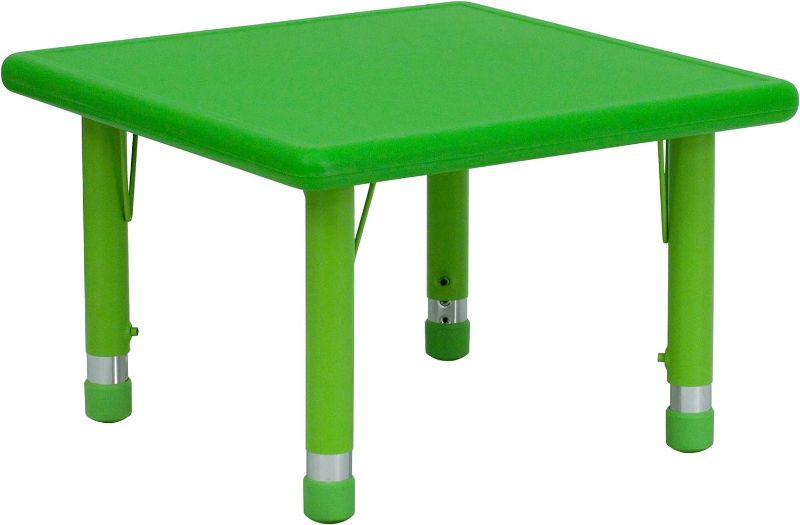 Photo 1 of Flash Furniture Wren 24'' Square Green Plastic Height Adjustable Activity Table