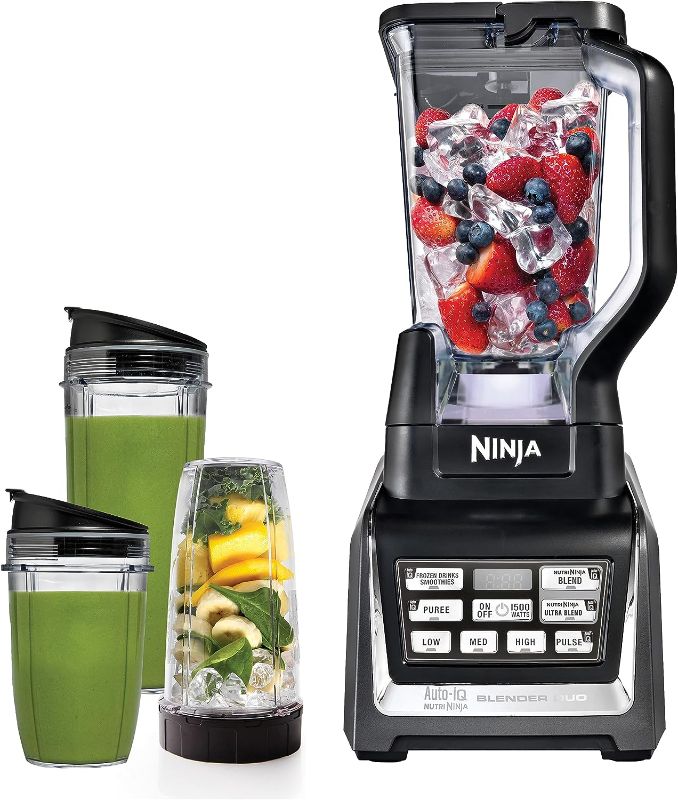 Photo 1 of ***USED - LIKELY MISSING PARTS - UNABLE TO VERIFY FUNCITONALITY***
Ninja BL642 Nutri Ninja Personal & Countertop Blender with 1200W Auto-iQ Base, 72 oz. Pitcher, and 18, 24, & 32 oz. To-Go Cups with Spout Lids, For Smoothies, Shakes & More, Dishwasher Saf