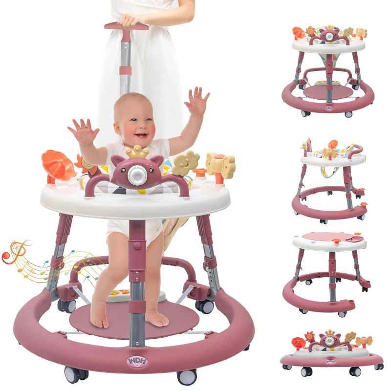 Photo 1 of ***USED - LIKELY MISSING PARTS - UNABLE TO VERIFY FUNCTIONALITY***
HXG 4 in 1 Baby Walker, Baby Walker with Wheels & 4 Heights Adjustable, Foldable Baby Walker Include Musical Toy Tray and PVC Pedals, Baby Walkers for Babies 6-18 Months Pink