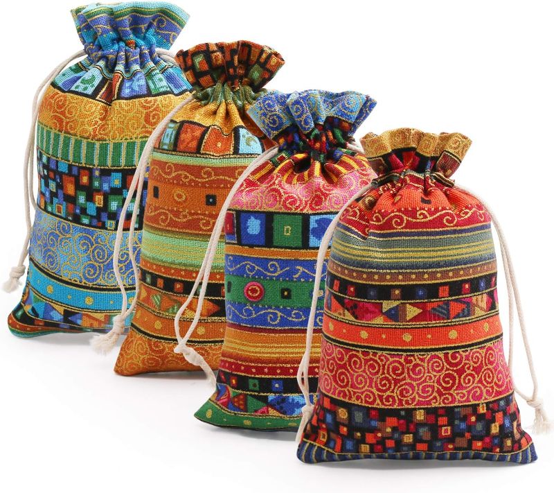 Photo 1 of 20 Pieces Egyptian Ethnic Style Jewelry Candy Pouch,4 x 6 Inch Small Drawstring Gift Bags Cott