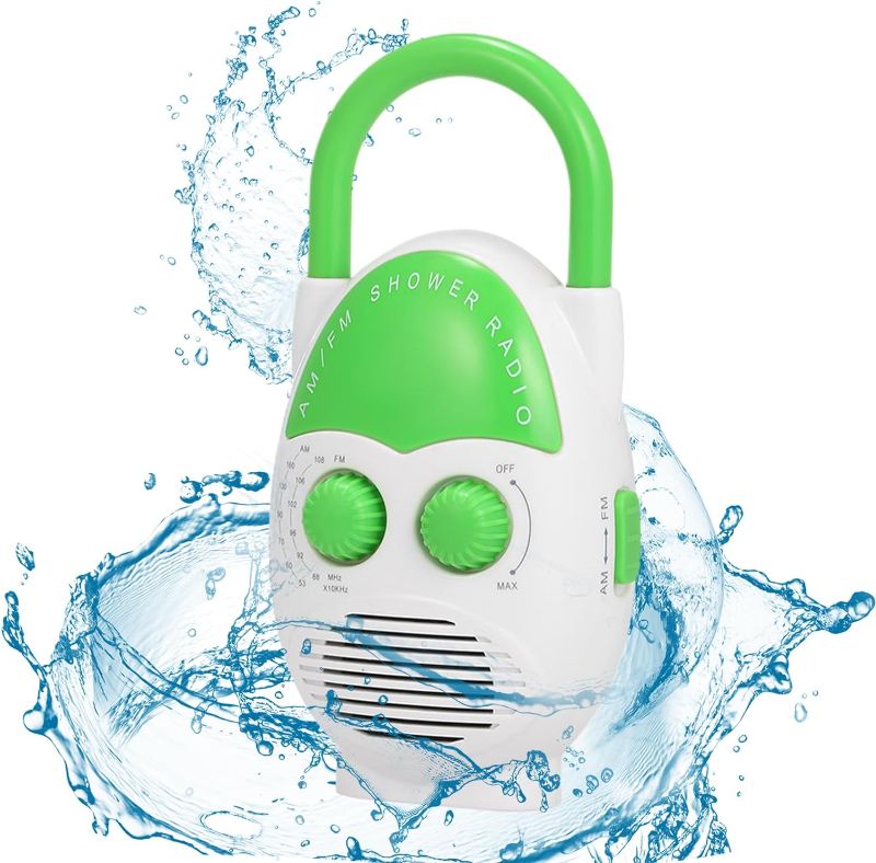 Photo 1 of Denpetec Waterproof Shower Radio, AM/FM Bathroom Radio with Top Handle