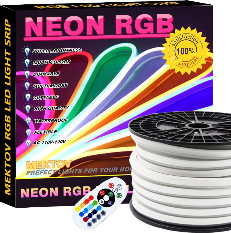 Photo 1 of **MISSING PARTS PREVIOUSLY OPENED**
Mektov Neon RGB LED Strip Light, AC 110V/Multi-Colors/Dimmable