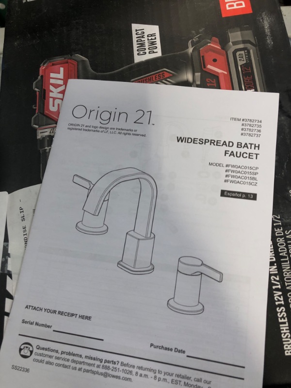 Photo 3 of **UNKNOWN IF FUNCTIONAL, UNKNOWN IF MISSING PARTS** Origin 21 Veda Matte Black Widespread 2-Handle WaterSense Handle Bathroom Sink Faucet with Drain
