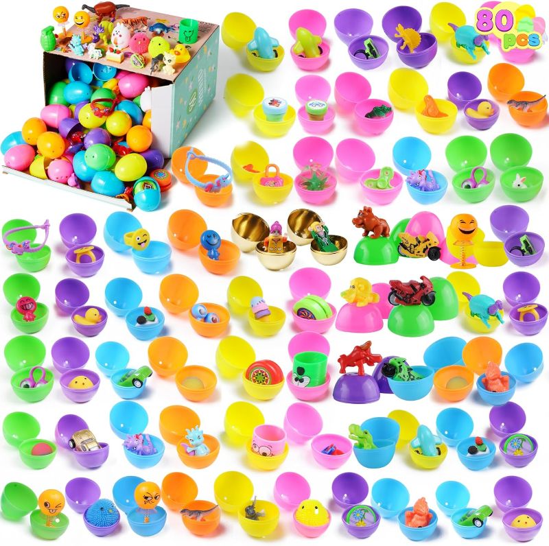 Photo 1 of 80 Pcs Easter Eggs with Mini Bunny Sculpture Ornaments 