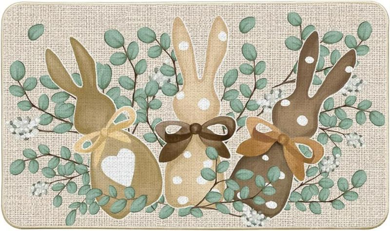 Photo 1 of Artoid Mode Eucalyptus Rabbit Bowknot Easter Doormat