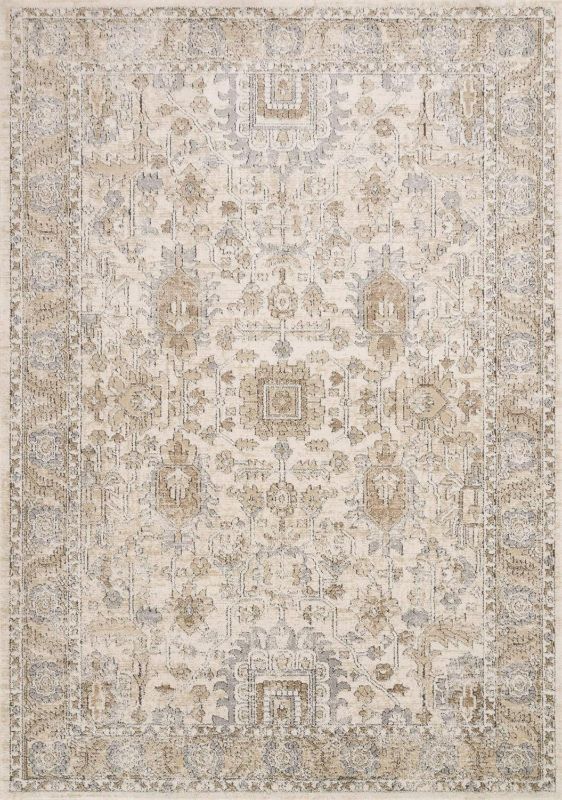 Photo 1 of (READ FULL POST) Loloi II Teagan Collection TEA-03 Ivory / Sand 5'-3" x 7'-6", .25" Thick, Area Rug, Soft, Durable, Neutral, Woven, Low Pile, Non-Shedding, Easy Clean, Living Room Rug
