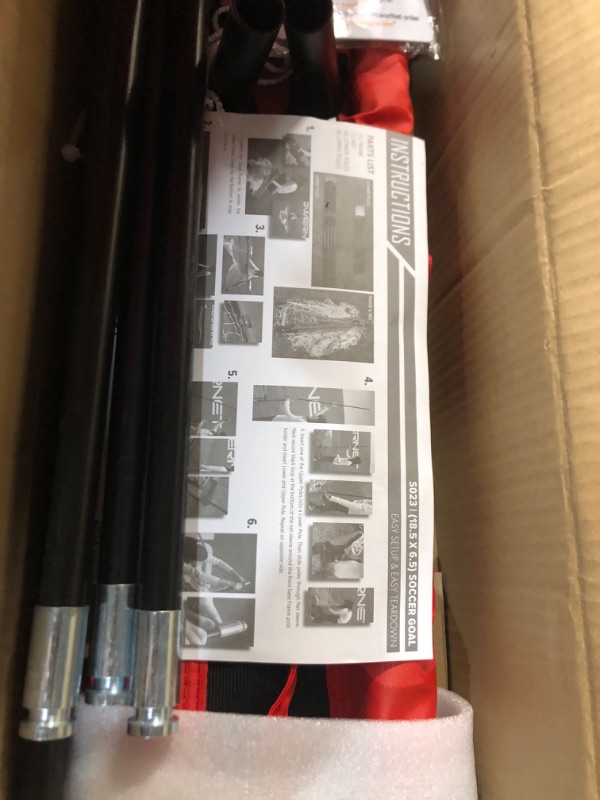 Photo 1 of PowerNet Soccer Goal | Portable Net Collapsible Metal Base | Quick Setup Ultra Portable | Full Size Framed Soccer Goal | 1 Goal + 1 Carry Bag 18.5X6.5 FT