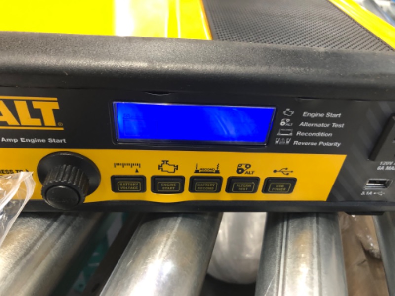 Photo 1 of DEWALT DXAEC801B 30 Amp Bench Battery Charger: 80 Amp Engine Start, 2 Amp Maintainer, 120V AC Outlet, 3.1A USB Port, Battery Clamps Single Battery Charger