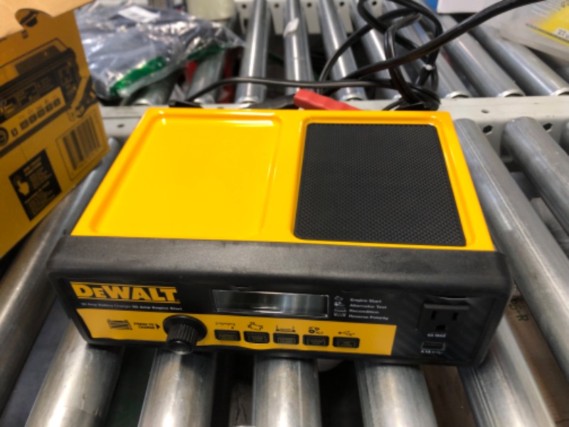 Photo 1 of DEWALT DXAEC801B 30 Amp Bench Battery Charger: 80 Amp Engine Start, 2 Amp Maintainer, 120V AC Outlet, 3.1A USB Port, Battery Clamps Single Battery Charger
