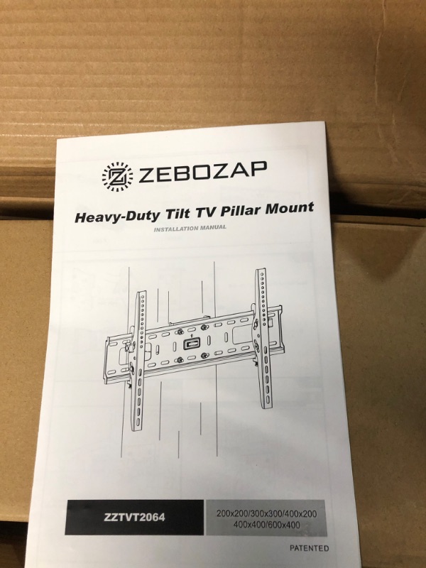 Photo 2 of ZeboZap ZZTVT2064 NO Drill Tilt Only Outdoor TV Mount | Gazebo TV Mount | Patio TV Mount | Pergola TV Mount | Square Post TV Mount | Stainless Steel Screws | Weatherproof | Holds 120lbs | Black Pillar Tilt