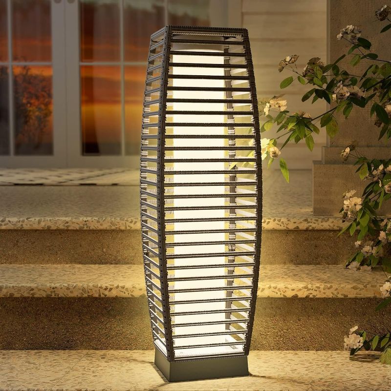 Photo 1 of ***DAMAGED - UNABLE TO TEST - SEE COMMENTS***
Grand patio Outdoor Floor Lamp Solar Powered Lantern Waterproof Resin Wicker Boho Deck Lights for Garden Porch Decor, Large Crossover
