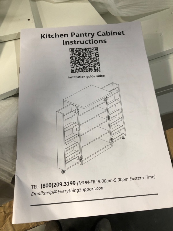 Photo 6 of ROOMTEC 47” Kitchen Pantry Cabinet, White Freestanding Buffet Cupboards Sideboard with Doors & Adjustable Shelves, Kitchen Pantry Storage Cabinet for Kitchen, Living Room and Dinning Room