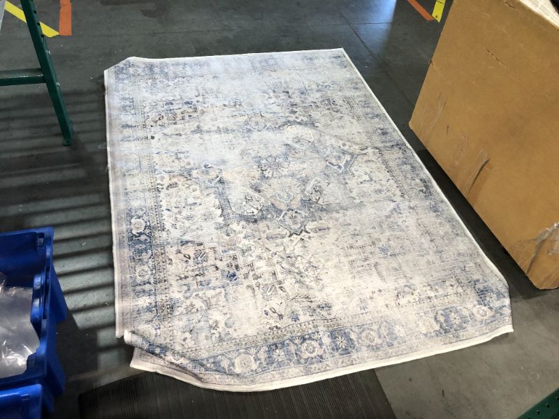 Photo 2 of ***HEAVILY USED - DIRTY - NO PACKAGING***
RUGGABLE Kamran Washable Rug - Vintage 5'x7' (Standard Pad) Blue Quartz