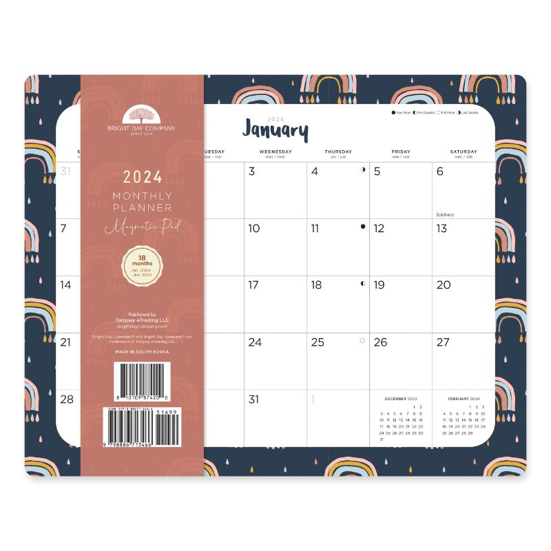 Photo 1 of 2024 Rainbow Annual Monthly Magnetic Refrigerator Pad by Bright Day,18 Month 8 x 10 Inch, January 2024 - June 2025