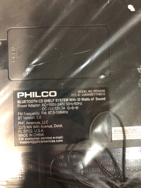 Photo 2 of Philco Stereo Shelf Systems Tray Loading CD Player with Digital FM Radio, Bluetooth Streaming, Remote Control in Black 