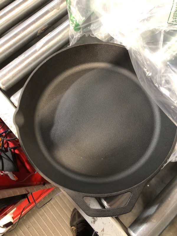 Photo 3 of  Heavy-Duty Healthy Cast Iron Skillet 10-inch, Cast Iron Pan, Dual Handles & Dual Pouring Lips, Safe across All Cooktops, Oven, BBQ, or Campfire 10 inch
